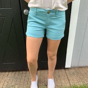Turquoise canvas shorts